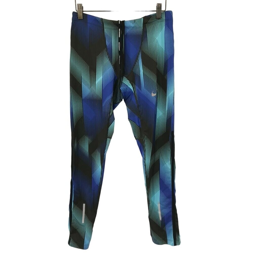 Nike Dri-Fit womens running Leggings Size Large Blue  Pattern Compression Pants
